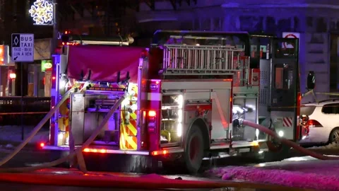 Pump truck during winter Stock Footage 139663902