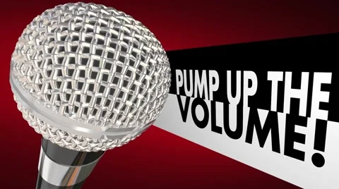 Pump Up the Volume Microphone Increase Voice Words 3d Illustration Stock Footage 62936196