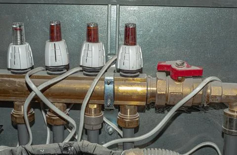 Pump for a water underfloor heating system Stock Photos