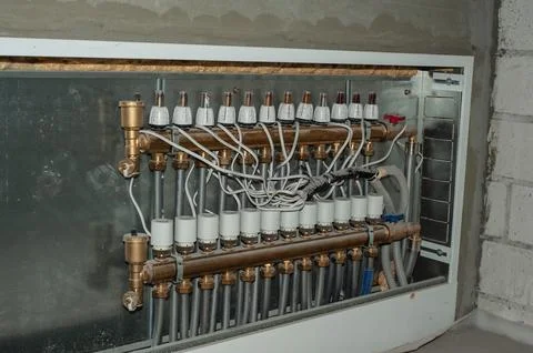 Pump for a water underfloor heating system Stock Photos