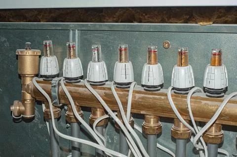 Pump for a water underfloor heating system Stock Photos