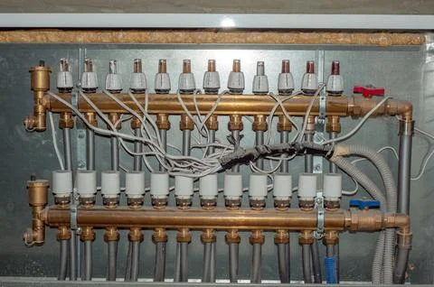 Pump for a water underfloor heating system Stock Photos