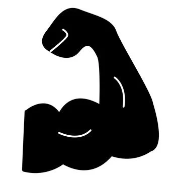 Pumped Biceps Black Icon. Vector Illustration Strong Arm Bodybuilder Stock Illustration