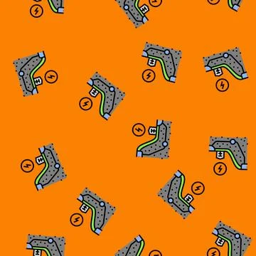 Pumped hydro energy vector seamless pattern Illustrazione stock