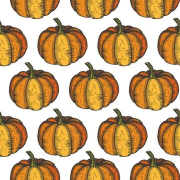 Pumpin seamless pattern, abstract repeated background. Vegetable design for p Stock Illustration