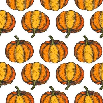 Pumpin seamless pattern, abstract repeated background. Vegetable design for p Stock Illustration