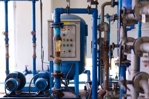 Pumping in the control room of the mechanic Stock Photos