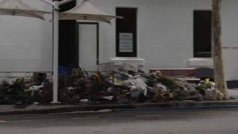 Pumping Floodwater and Piled Up Garbage | Brisbane Flood 2022 Video stock 177250220