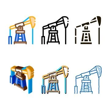 Pumping gas from tower variants icon vector outline Stock Illustration