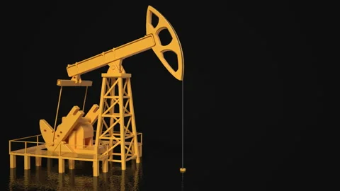Pumping Oil Rig On a black background. Pumping jack for extracting crude oil fro Stock Footage 185965290