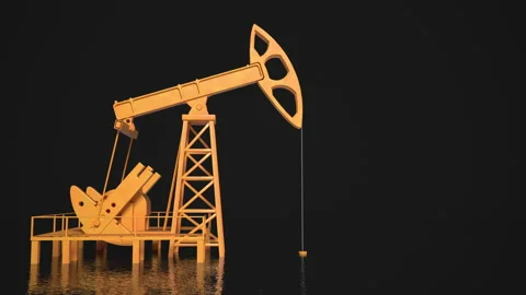 Pumping Oil Rig On a black background. Pumping jack for extracting crude oil fro Stock Footage 186931719