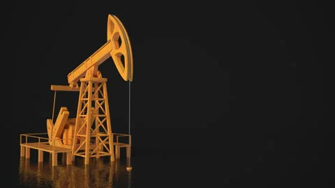 Pumping Oil Rig On a black background. Pumping jack for extracting crude oil fro Stock Footage 191519741
