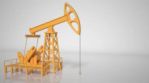 Pumping Oil Rig On a white background. Pumping jack for extracting crude oil fro Stock Footage 185964219