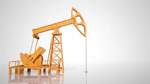 Pumping Oil Rig On a white background. Pumping jack for extracting crude oil fro Stock Footage 186930693