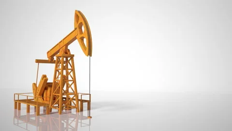 Pumping Oil Rig On a white background. Pumping jack for extracting crude oil fro Stock Footage 191518500