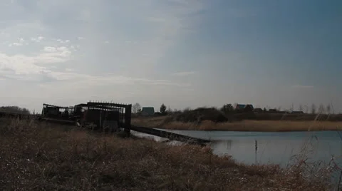 Pumping station on the shore Stock Footage 24372894
