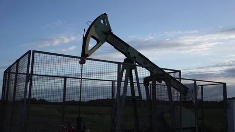 Pumping unit is working in oil field in Lower Saxony near Hannover Video stock 81414399