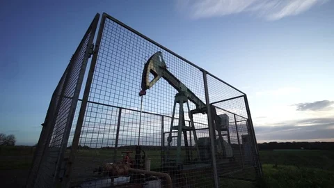 Pumping unit is working in oil field in Lower Saxony near Hannover Video stock 81417133