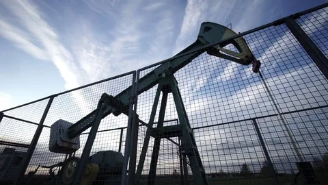 Pumping unit is working in oil field in Lower Saxony near Hannover Video stock 81417543