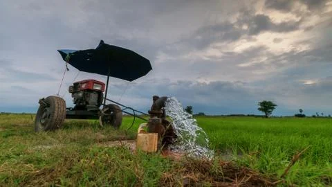 Pumping water into the fields Stock Photos