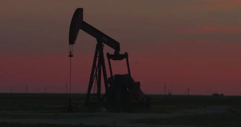 Pumpjack During Sunset Stock Footage 138289582