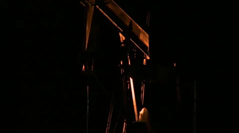 Pumpjack at night Stock Footage 44616637