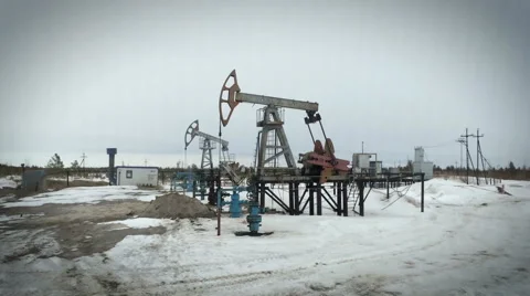 Pumpjack, Old Pumping Unit, Jack Pump, Donkey, Fossil Fuel Energy, Oil Pump Stock Footage 58031223