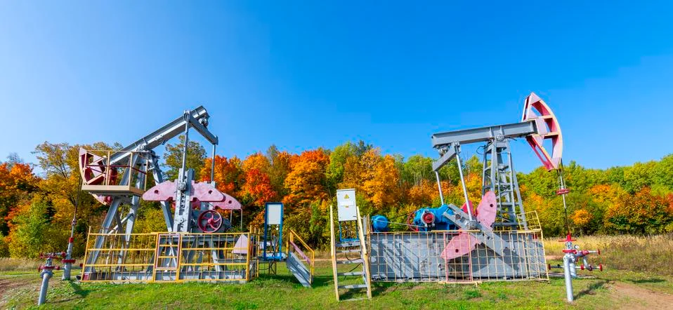 A pumpjack is the overground drive Foto stock