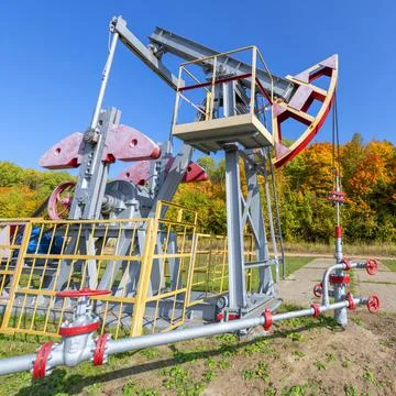A pumpjack is the overground drive Foto stock