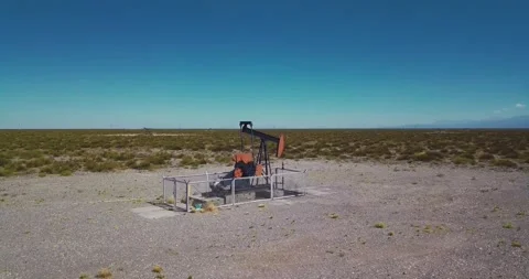 Pumpjack platform on the desert Stock Footage 152585673