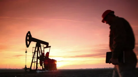 Pumpjack Silhouette Stock Footage 27783208
