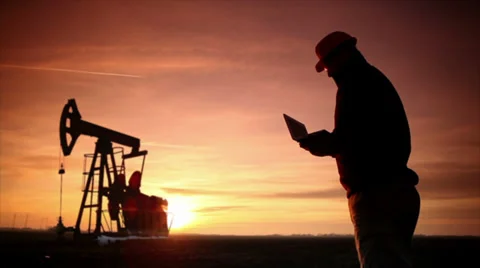 Pumpjack Silhouette Stock Footage 27784159