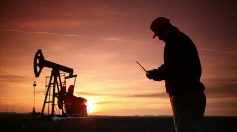 Pumpjack Silhouette Stock Footage 27784599