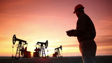 Pumpjack Silhouette Stock Footage 27784992