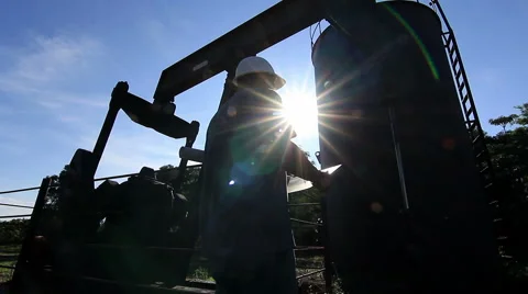 Pumpjack Silhouette Stock Footage 43770673