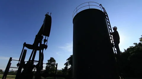 Pumpjack Silhouette Stock Footage 43792814