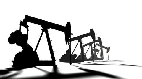 Pumpjack on white background. Industrial 3d animation Stock Footage 33325842