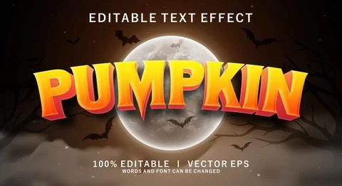 Pumpkin 3d vector text effect with modern style design Stock Illustration
