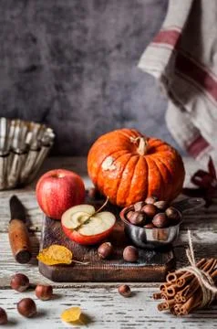 Pumpkin and Apple Pie Ingredients Foto stock