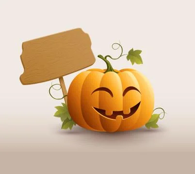 Pumpkin and banner Stock Illustration