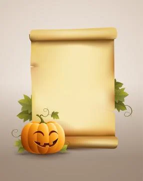 Pumpkin and banner. Stock Illustration
