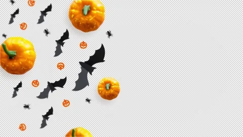 Pumpkin and bat loop motion graphics video on white background Stock Footage 205136813