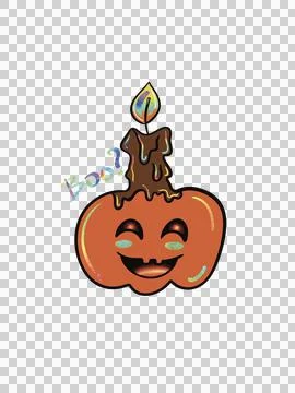 Pumpkin and candle Stock Illustration
