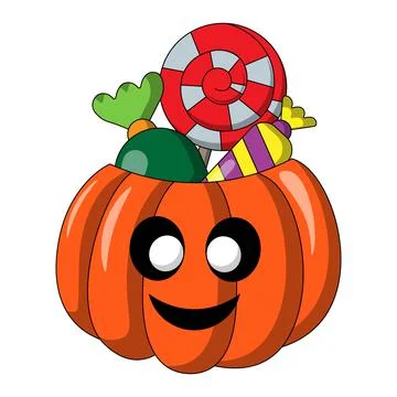 Pumpkin and Candy. Draw illustration in color Stock Illustration