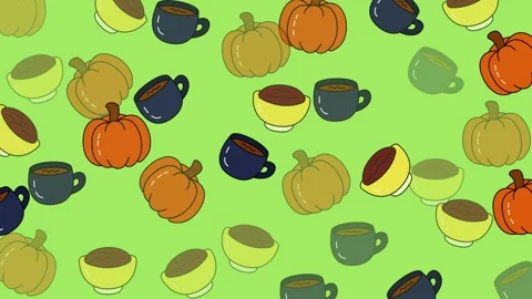 Pumpkin and Coffee Cup Pattern - A Festive Fall Design. Stock Footage 320209019