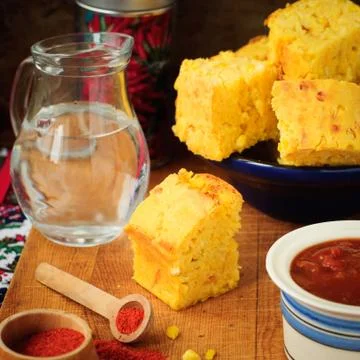 Pumpkin and Cornmeal Bread with Corn Kernels Stock-Fotos