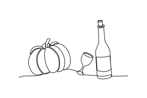 A pumpkin and drinks for celebration Stock Illustration