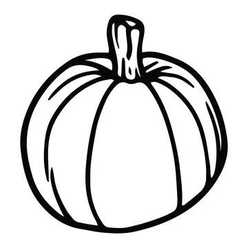 Pumpkin and Jack O Lantern Icon Hand Drawn - Spooky and Cute Vector Stock Illustration