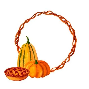 A pumpkin and pie with a thick crust, stuffed with apples, berries or pumpkin Stock Illustration