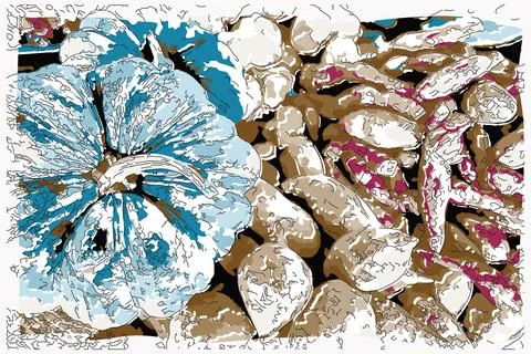 Pumpkin and Root vegetable pile Stock Illustration